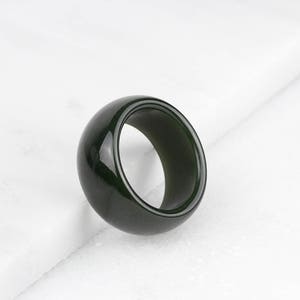 Mens Jade Ring, Mens Green Ring, Unique Mens Band, Green Jade Band Ring, Green Ring for Men, Wide Stone Ring image 1