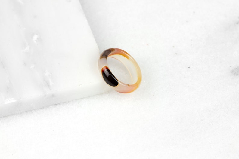 Brushed Agate Ring, Stone Agate Ring, Molten Lava Jewelry, Agate Stone Band, White Agate Ring, Solid Agate Band, Solid Stone Ring image 1