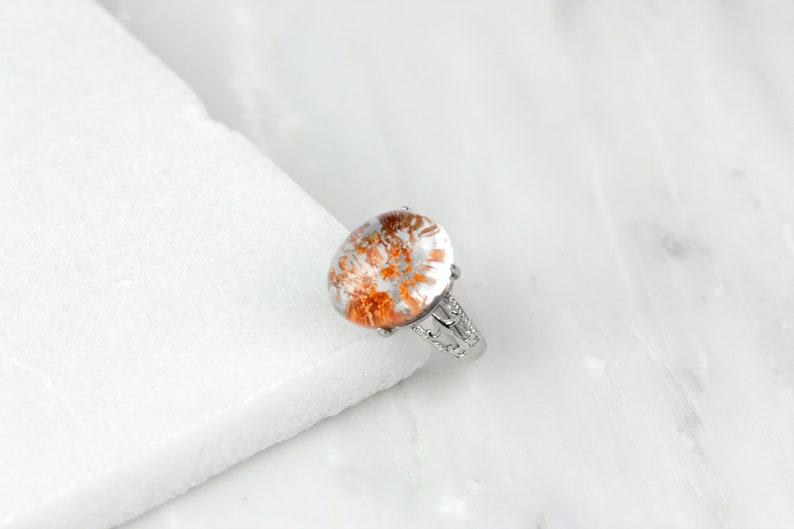 Lodolite Ring Garden Quartz Ring Red Quartz Ring Strawberry Quartz Sterling Silver Ring