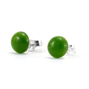 Jade Button Earrings/ Green Jade Earrings/ Jade Post Earrings/ Jade Button Studs/ Green Jade Studs