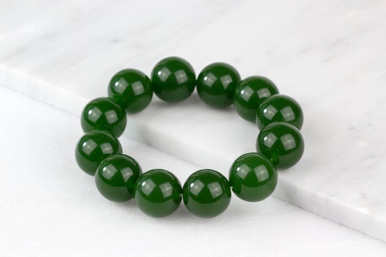 Mens Jade Bracelet/ 18mm Bead Bracelet/ Green Jade Bracelet/ | Etsy