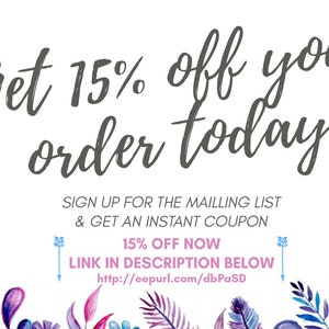 May include: Get 15% off your order today. Sign up for the mailing list and get an instant coupon. 15% off now. Link in description below: http://eepurl.com/dbPaSD