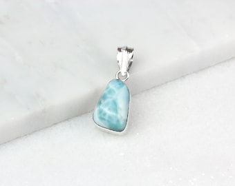 Silver Larimar Pendant, Sterling Silver Larimar Necklace, Caribbean Stone, Larimar Jewelry, Light Blue Pendant, Pale Blue Pendant