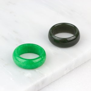 Mens Jade Ring, Mens Green Ring, Unique Mens Band, Green Jade Band Ring, Green Ring for Men, Wide Stone Ring image 2