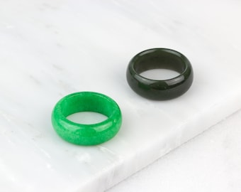 Mens Jade Ring, Mens Green Ring, Unique Mens Band, Green Jade Band Ring, Green Ring for Men, Wide Stone Ring