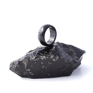 Black Onyx Ring/ Onyx Band/ Carved Onyx Ring/ Black Gemstone Band/ Genuine Onyx Ring/ Black Agate Ring/ Onyx Jewelry
