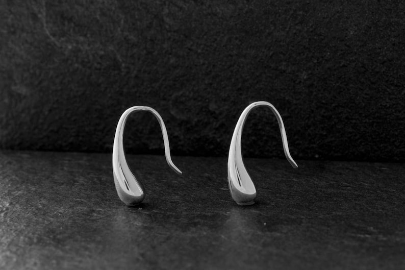 Sterling Silver Drop Earrings  Silver Hook Earrings  Silver Drop Earrings  Solid Silver Earrings  Simple Silver Earrings