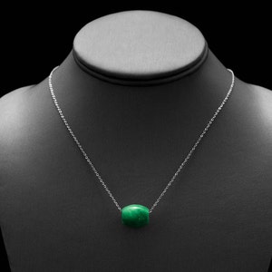 Jade Barrel Necklace/ Lucky Jade Pendant/ Green Jade Necklace/ Good Luck Charm/ Cloudy Green Pendant image 5