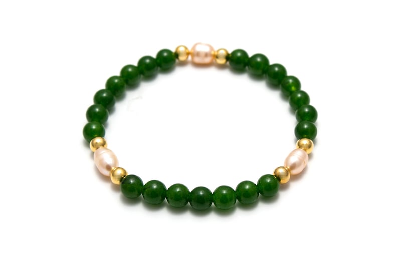 Jade Pearl Bracelet/ Green Jade Bracelet/ Jade Bridal Bracelet/ Elegant Jade Jewelry/ Jade Green Bracelet image 3