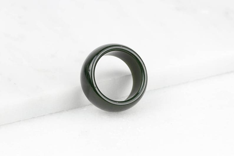 Mens Jade Ring, Mens Green Ring, Unique Mens Band, Green Jade Band Ring, Green Ring for Men, Wide Stone Ring image 5