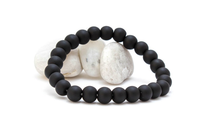 Matte Onyx Bracelet/ Black Onyx Bracelet/ Matte Stone Bracelet/ Matte Stone Jewelry/ Mens Beaded Bracelet image 4