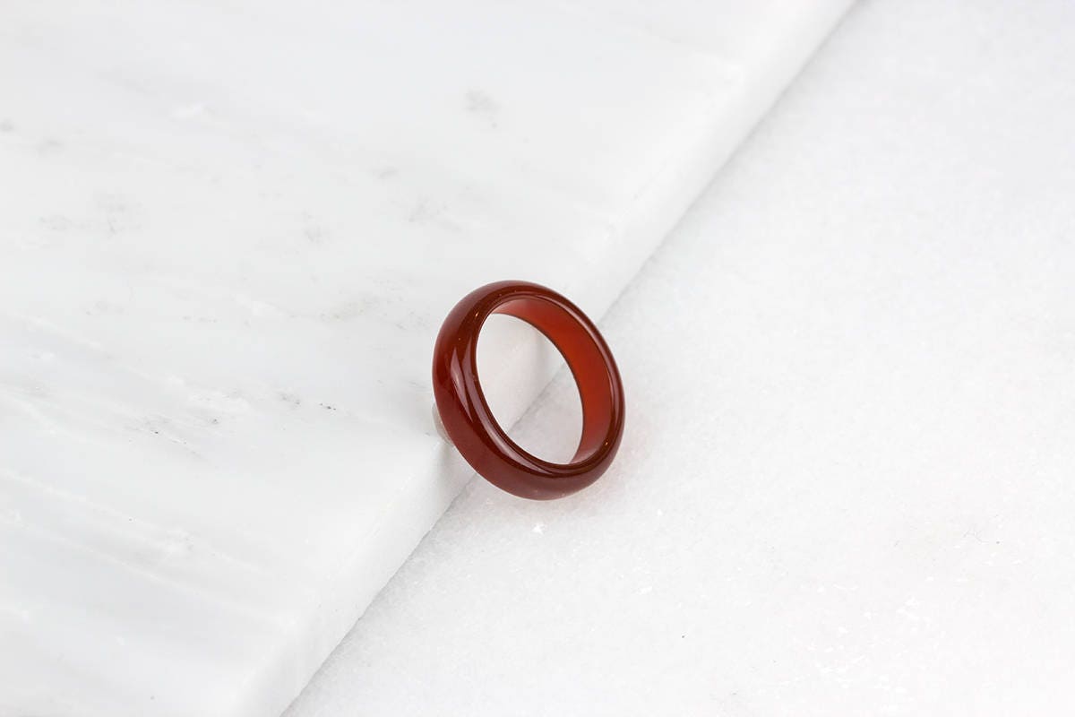 Red Agate Carnelian Solid Band Ring Crystal Quartz Gemstone Healing Jewelry #8 - Foto 7
