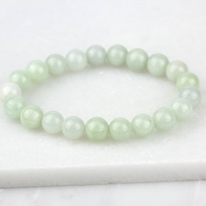 Jade Bracelet, Jade Yoga Bracelet, White Jade Bracelet, Everyday Bracelet, White Boho Bracelet, Nephrite Jade