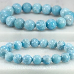 Larimar Bracelet, Calming Bracelet, Beach Jewelry Ideas, Larimar Jewelry, Pastel Blue Wedding , Aqua Beach Jewelry, Larimar Quartz 10 Millimeters