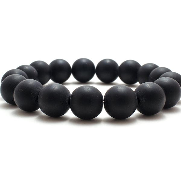 Bracelet Onyx mat/ Bracelet Onyx noir/ Bracelet en pierre mate/ Bijoux en pierre mate/ Bracelet perlé pour homme