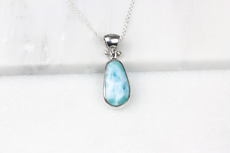Blue Star Sterling Silver Natural Dominican Larimar Pendant