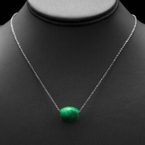 Jade Barrel Necklace/ Lucky Jade Pendant/ Green Jade Necklace/ Good Luck Charm/ Cloudy Green Pendant image 4