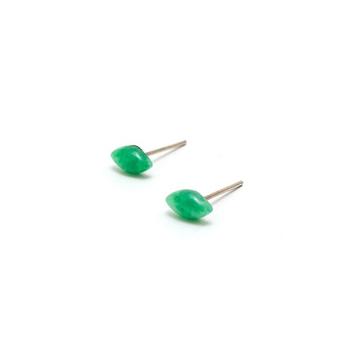 Tiny Jade Earrings/ Jade Stud Earrings/ Green Jade Earrings/ Etsy