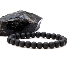 Matte Onyx Bracelet/ Black Onyx Bracelet/ Matte Stone Bracelet/ Matte Stone Jewelry/ Mens Beaded Bracelet 8mm Onyx Beads