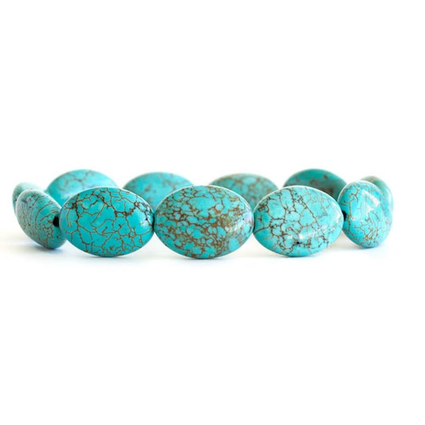 Oval Turquoise Bracelet/ Raw Turquoise Bracelet/ Cracked Turquoise Bracelet/ Turquoise Cabochon Bracelet