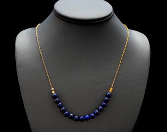 Blue Lapis Necklace/ Gold Lapis Necklace/ Lapis Lazuli Gold/ Gold Blue Necklace/ Blue Chain Necklace