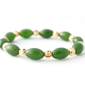 Nephrite Jade, Jade Gold Jewelry, Wishing Bracelet, Green Bracelet Boho, Gold Jade Bracelet, Dainty Gold Bracelet, Nature Lover