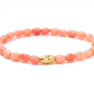 Pink Teardrop Coral Bracelet/ Pink Coral Bracelet/ Light Pink Bracelet/ Pink Bridesmaid Bracelet/ Pink Coral jewelry