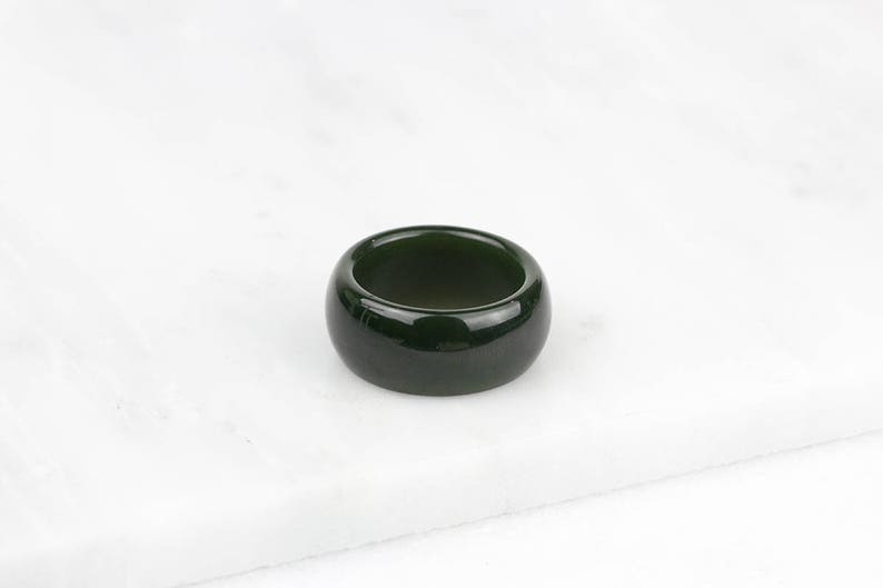 Mens Jade Ring, Mens Green Ring, Unique Mens Band, Green Jade Band Ring, Green Ring for Men, Wide Stone Ring image 4