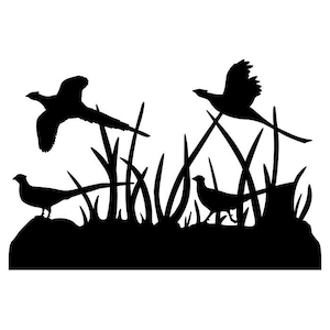 Pheasant Clipart Silhouettes Scene,  eps dxf pdf png svg ai Files - Plasma - CNC