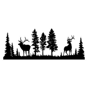 Elk Clipart Silhouettes Scene,  eps dxf pdf png svg ai Files - Plasma - CNC