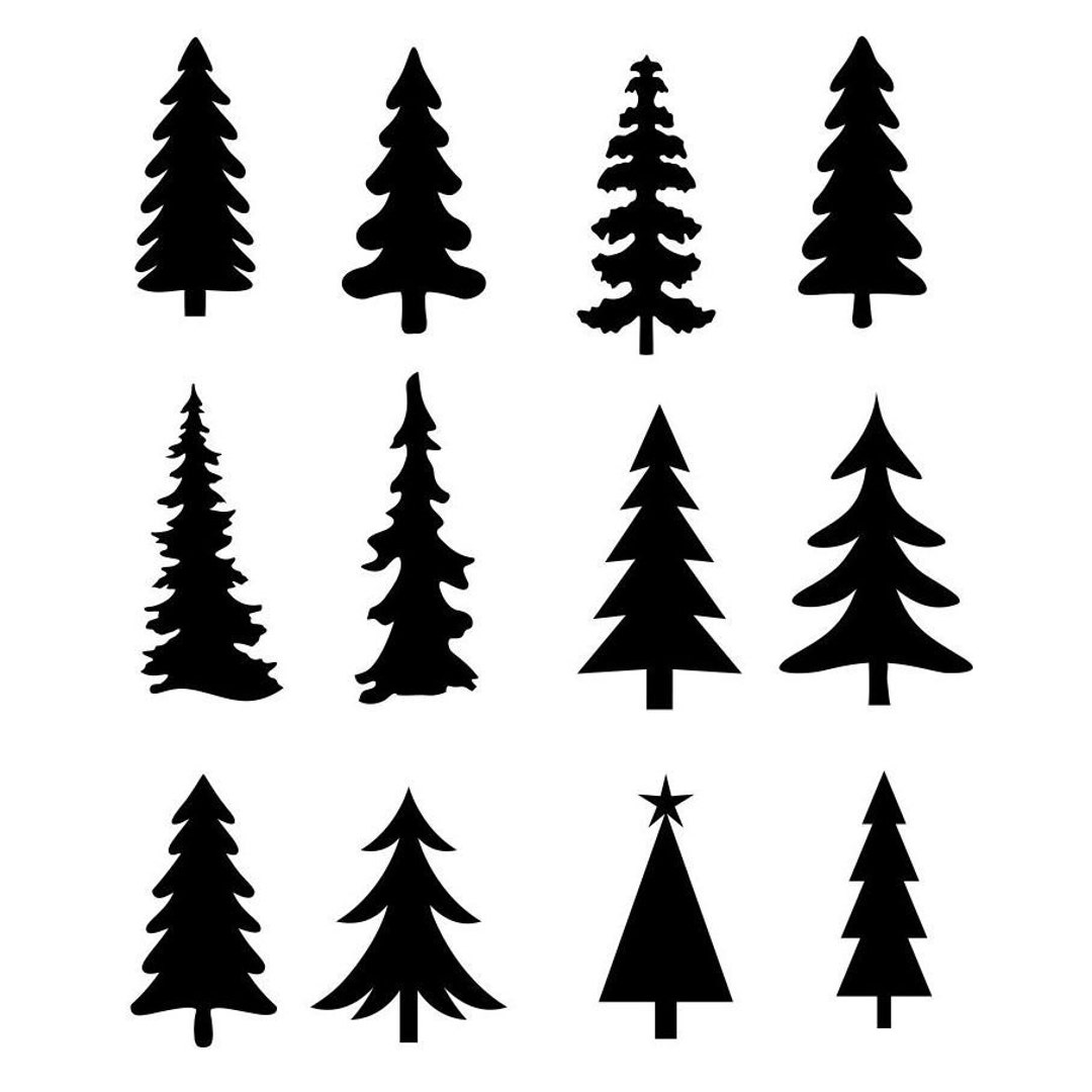 Christmas Tree Evergreen Clipart Silhouettes, Eps Dxf Pdf Png Svg Files Plasma CNC - Etsy