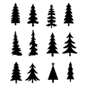 Christmas Tree Evergreen Clipart Silhouettes,  eps dxf pdf png svg Files - Plasma - CNC