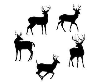 Deer Buck Clipart Silhouettes,  eps dxf pdf png svg ai Files - Plasma - CNC