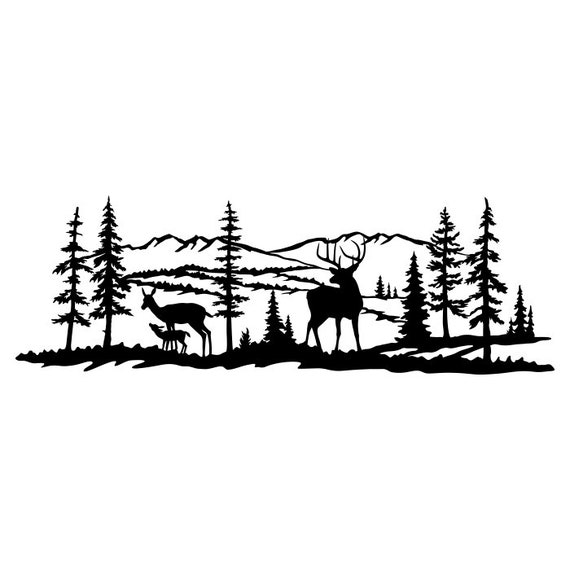 Download Deer Buck Clipart Silhouettes Scene Eps Dxf Pdf Png Svg Ai Etsy