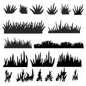 Grass Field Landscape Clipart Silhouettes,  eps dxf pdf png svg Files - Plasma - CNC