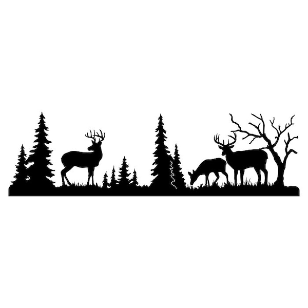 Deer Buck Clipart Silhouettes Scene,  eps dxf pdf png svg ai Files - Plasma - CNC