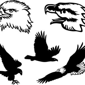 Eagle Clipart Silhouettes,  eps dxf pdf png svg Files - Plasma - CNC