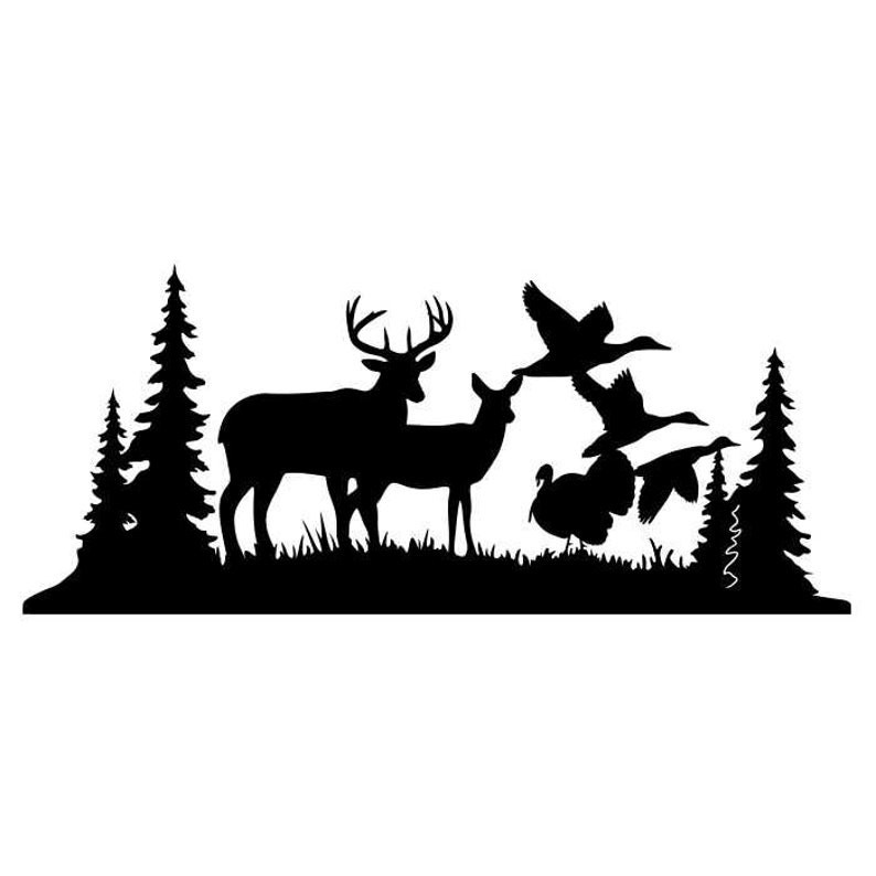 Download Deer Buck Turkey Duck Clipart Silhouettes Scene eps dxf ...