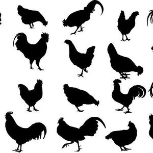 Poulet, Coq Clipart Silhouettes, eps dxf pdf png svg ai Files - Plasma - CNC