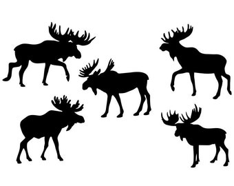 Moose Clipart Silhouettes,  eps dxf pdf png svg ai Files - Plasma - CNC