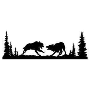 Wolf Clipart Silhouettes Scene,  eps dxf pdf png svg ai Files - Plasma - CNC