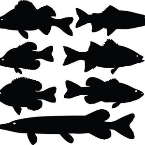 Fish Clipart Silhouettes,  eps dxf pdf png svg Files - Plasma - CNC
