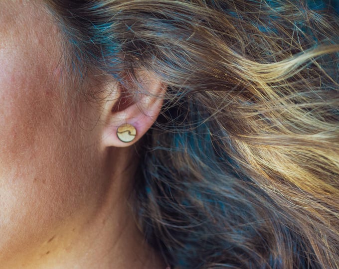 Wooden wave studs-laser cut studs-wave earrings-wooden earrings-wooden waves-wave studs-wooden stud earrings- laser cut wave studs-mermaid