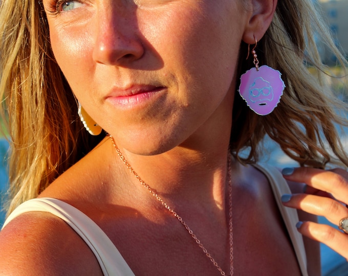 Jerry Garcia Earrings-grateful dead earrings-deadhead earrings-the dead earrings-festival earrings-greatful dead-laser cut-acrylic earrings