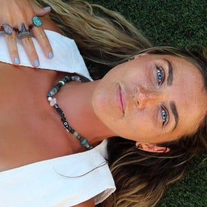 Gemstone necklace-multi gem necklace-crystal necklace-silk crystal necklace-beaded necklace-gemstone jewelry-beachy necklace-boho necklace