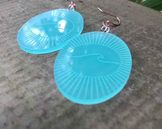 Wave hoops-acrylic wave earrings-wave earrings-ocean earrings-statement earrings-summer earrings-lightweight earrings-boho earrings-beach