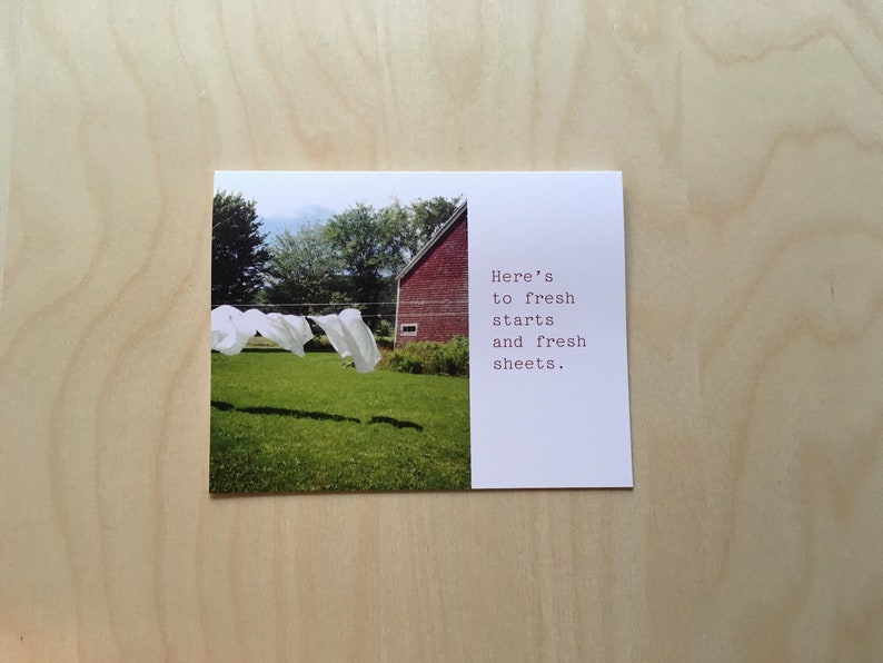 New Home New Job Encouragement Card Fresh Starts Card Fresh Sheets Card New Life