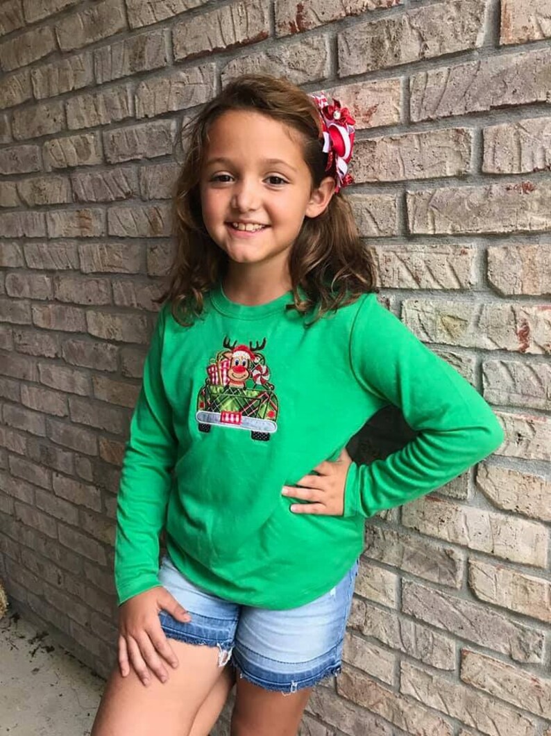 Embroidered Reindeer and Truck Shirt