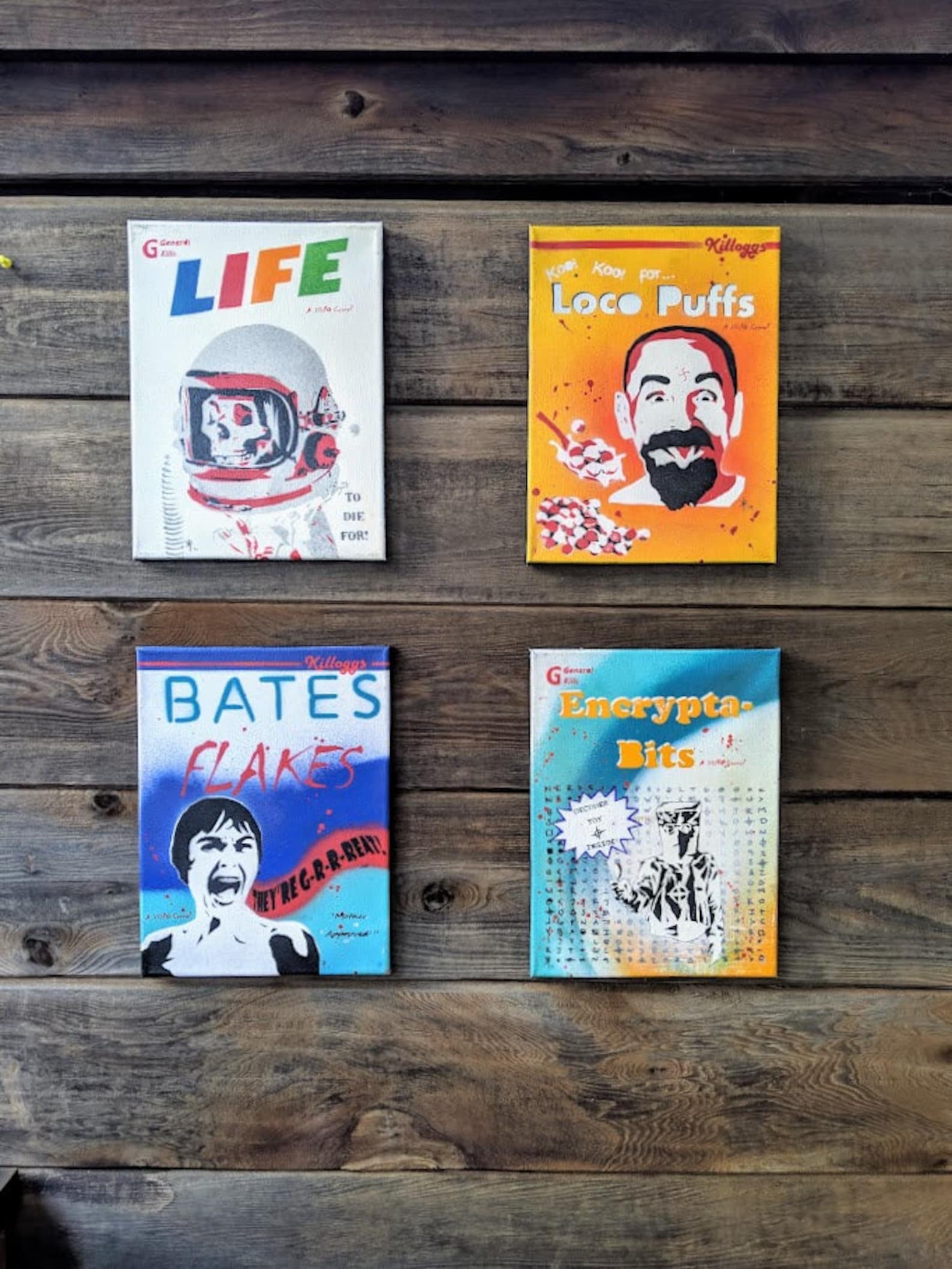Bates Flakes Cereal Box Spray Paint Art Etsy
