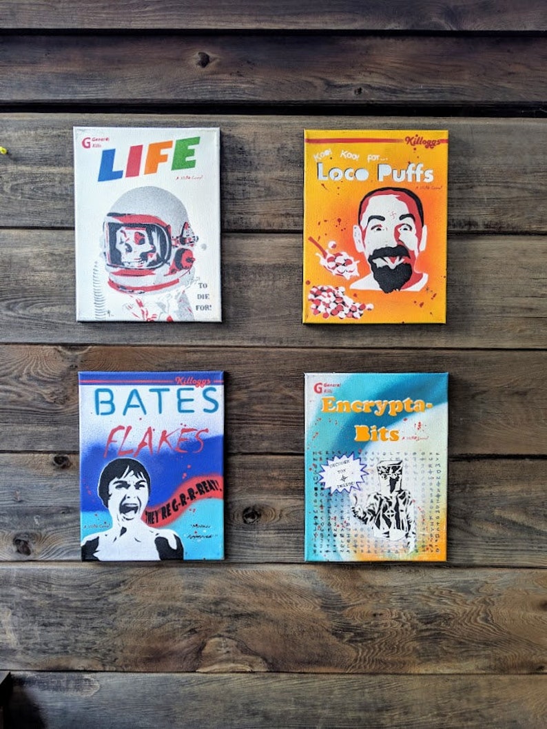 Bates Flakes Cereal Box Spray Paint Art Etsy